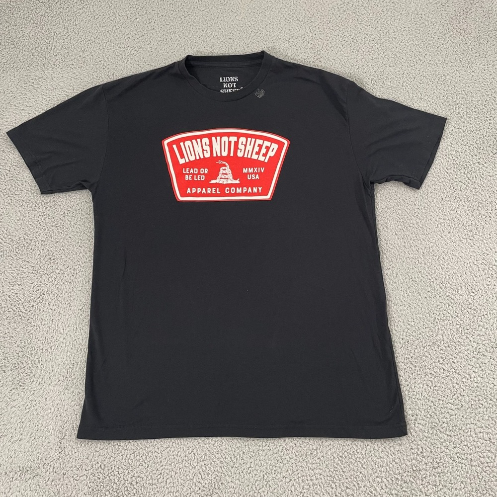 Lions Not Sheep Lead From The Front Shirt Men XL Black Short Sleeve OG Tee